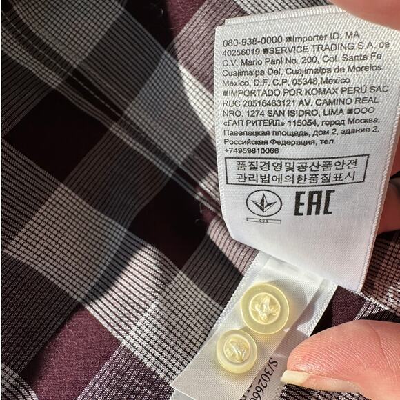 Banana Republic Men's Camden Fit Purple & White Plaid Button Shirt XL - Picture 10 of 14